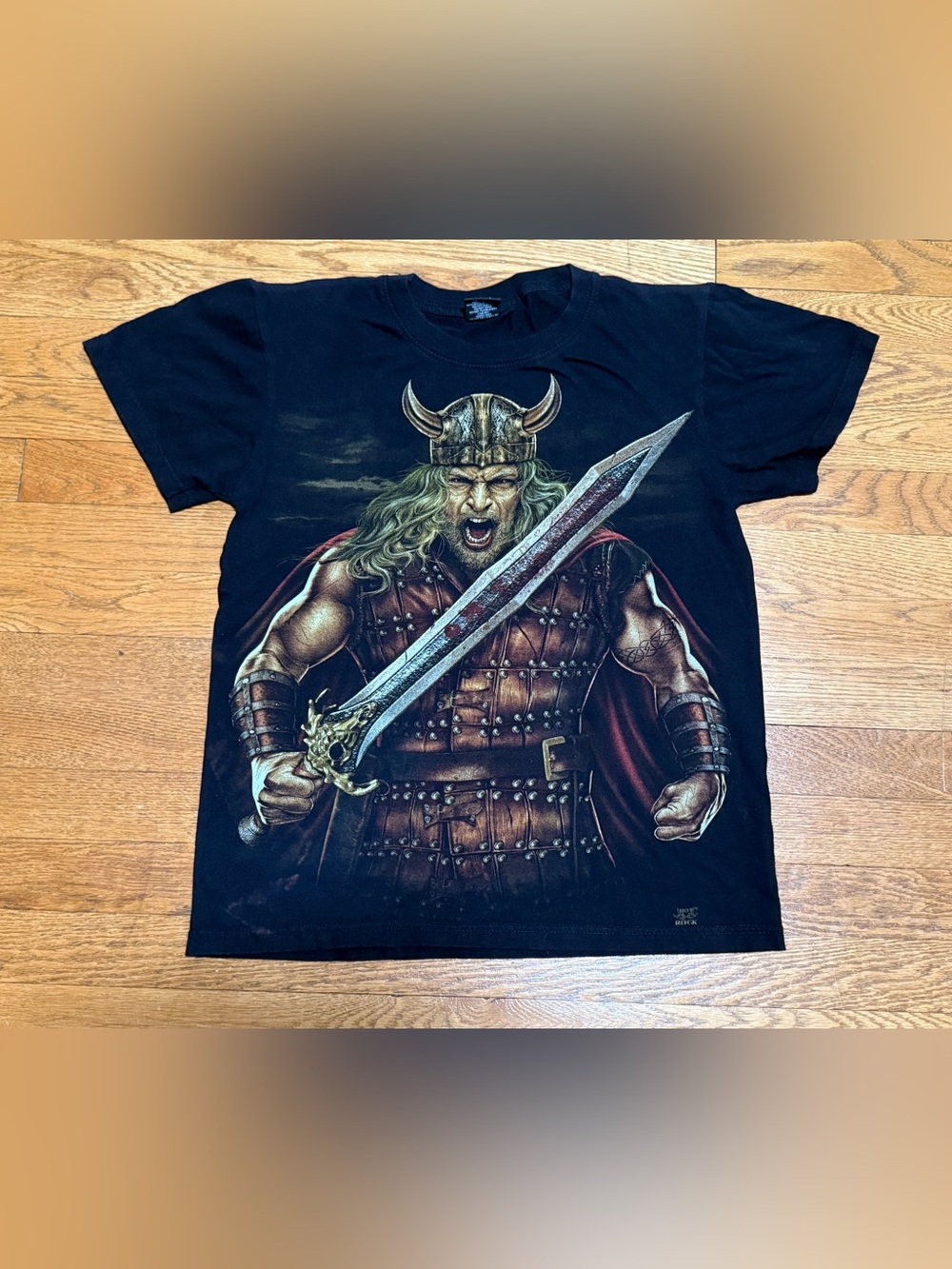 “Rock Yeah” Unisex (Small) Double Sided Viking Warrior Graphic T-Shirt